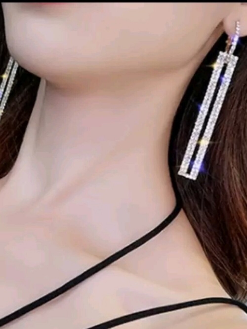 Gorgeous Silver Crystal Long Drop Earrings - Women Jewelry